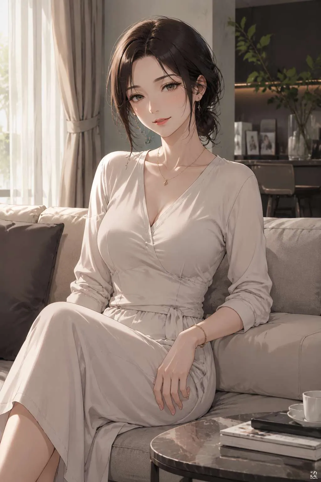 去同学家送东西，只有他的母亲独自在家